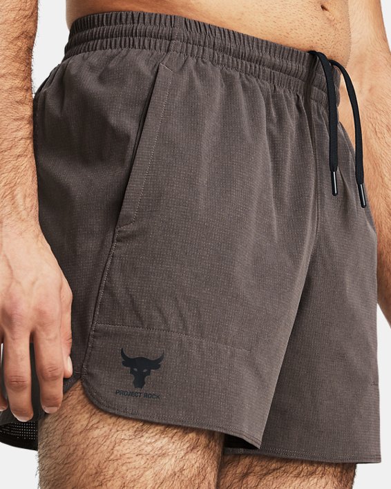 Men's Project Rock Camp Shorts in Brown image number 3
